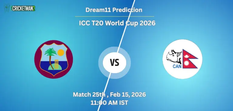 WI VS NEP Match 25, Dream11 Team Prediction, ICC T20 World Cup 2026: Fantasy Cricket Tips, Captain & Vice-Captain Choices, Playing XI & Live Updates 