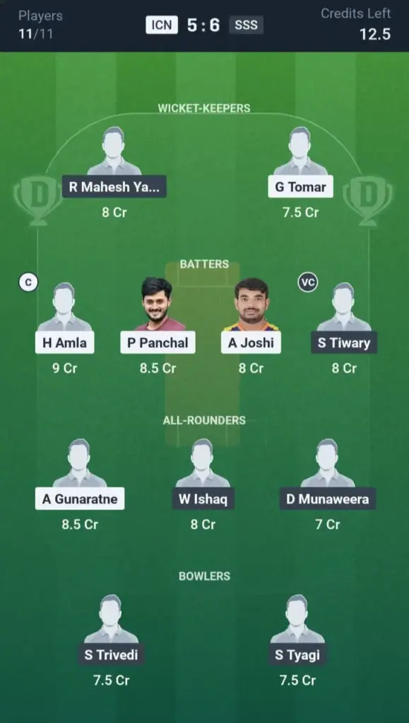 ICN VS SSS Dream11 Prediction Grand League Team