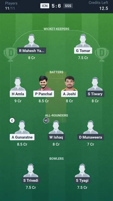 ICN VS SSS Dream11 Prediction Small League Team