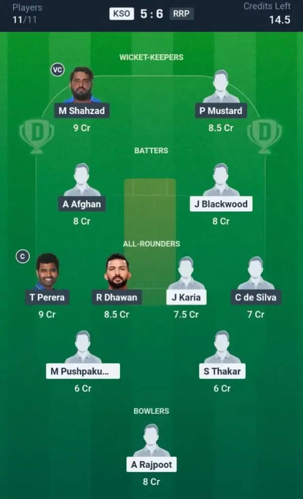 KSO VS RRP Dream11 Prediction Grand League Team