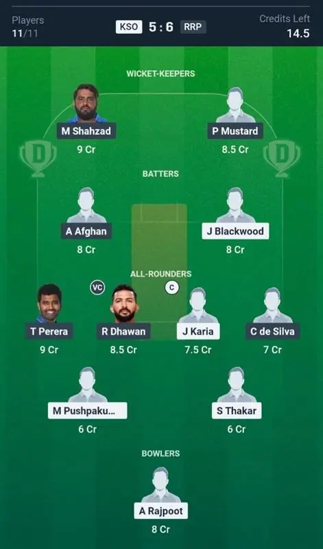 KSO VS RRP Dream11 Prediction Small League Team
