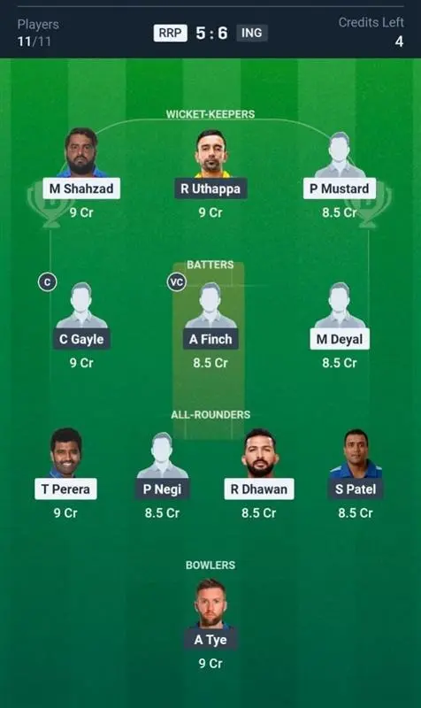 RRP VS ING Dream11 Prediction Small League Team