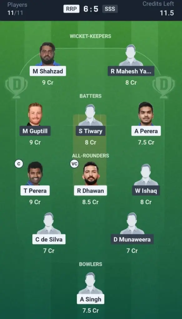 RRP VS SSS Dream11 Prediction Grand League Team
