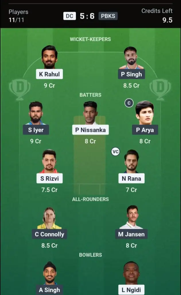 DC VS PBKS Small League Team