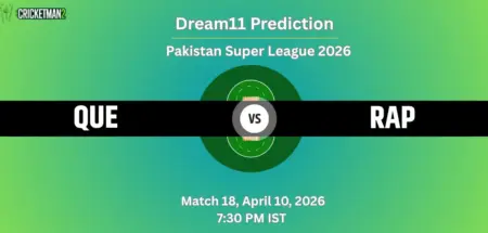 QUE vs RAP Match 18 Dream11 Team Prediction, Pakistan Super League 2026