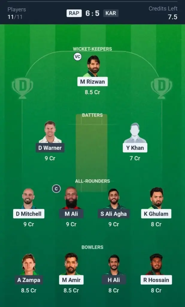 RAP VS KAR Grand League Team