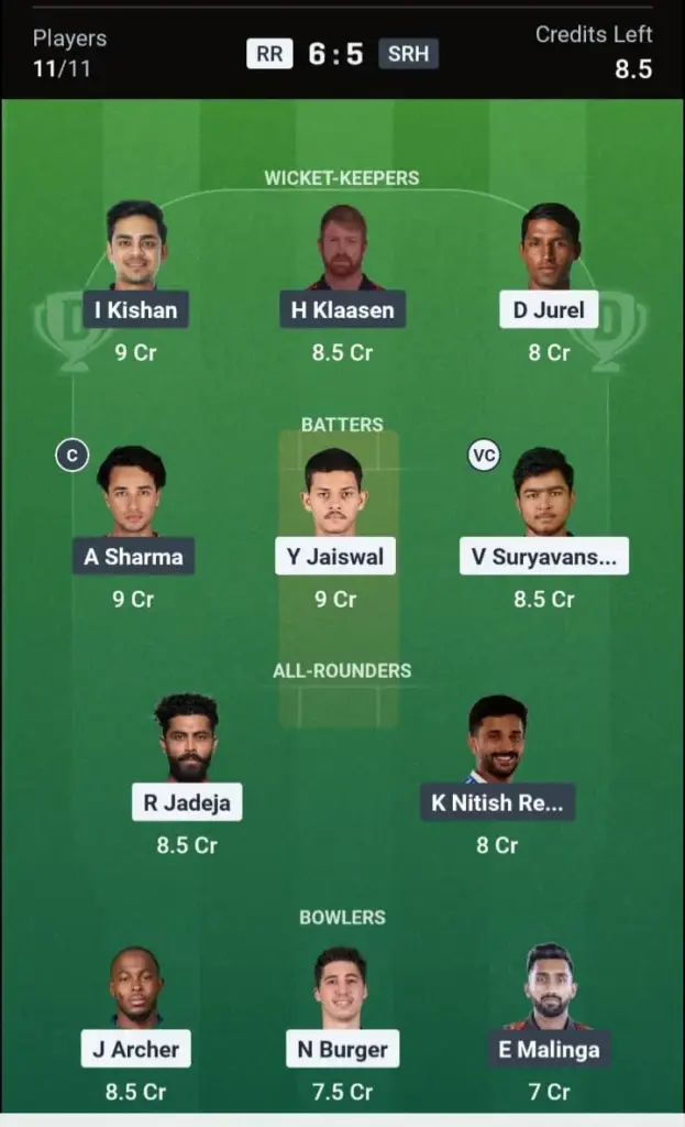 RR VS SRH Small League Team