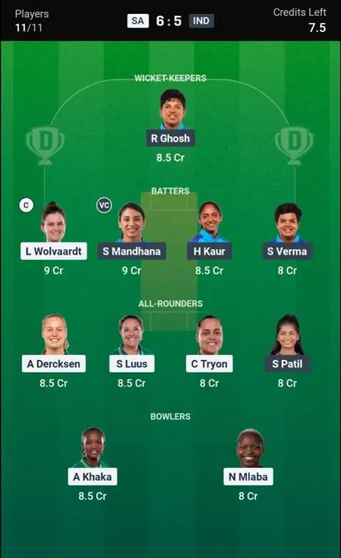 SA-W VS IND-W Small League Team