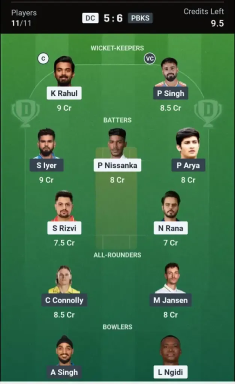 DEL vs PUN Grand League Team